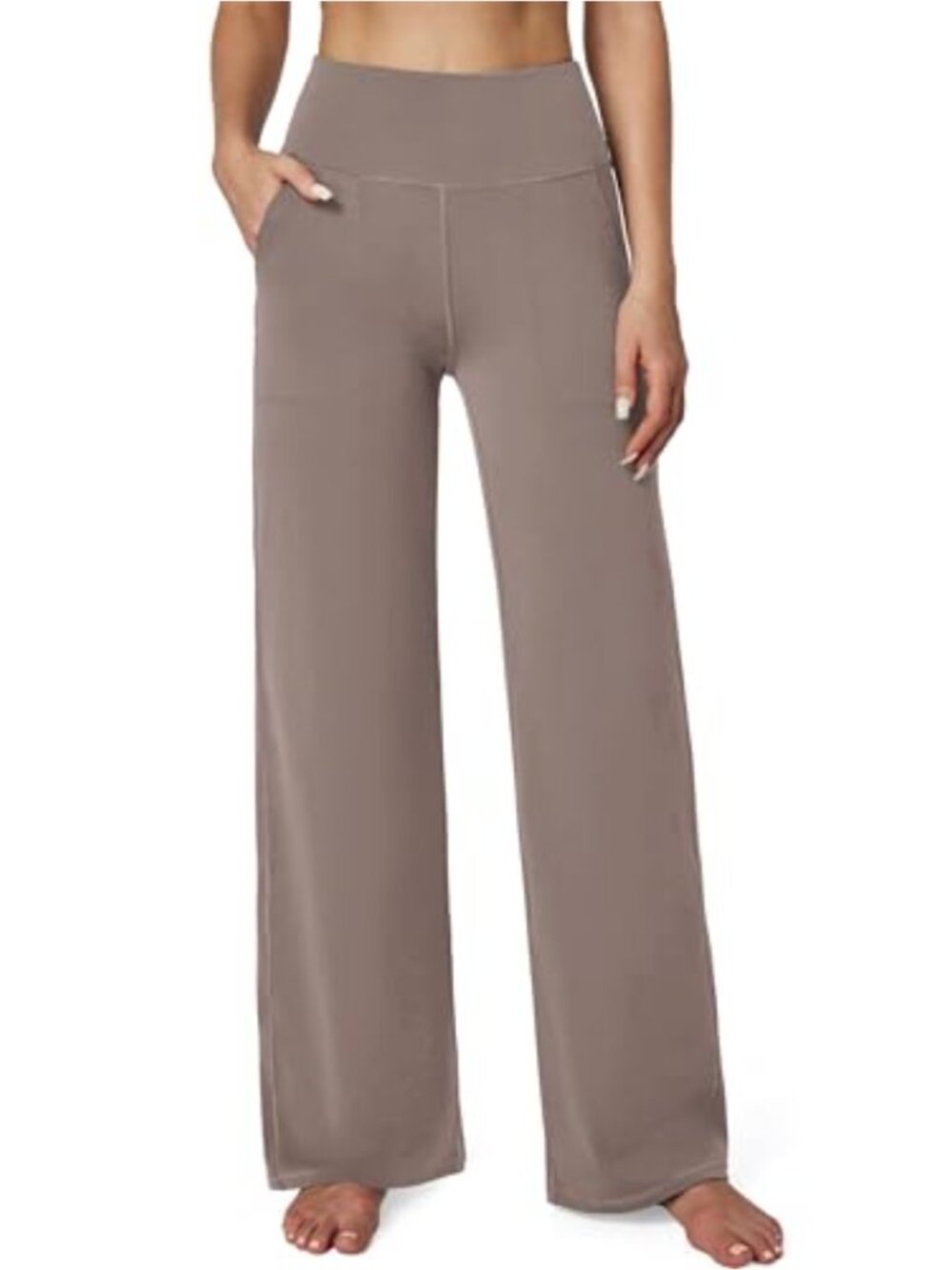 Wide Leg Yoga Pants High Waisted Stretchy Trousers with Pockets